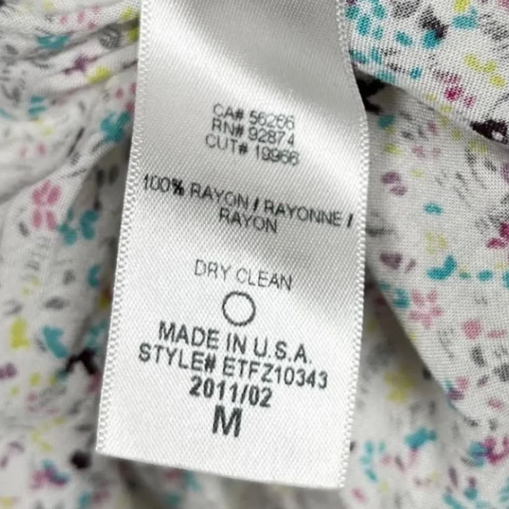 Ella Moss Mixed Media Petite Floral V-Neck Blouse w/ Smocked Waist Sz M - Picture 6 of 6